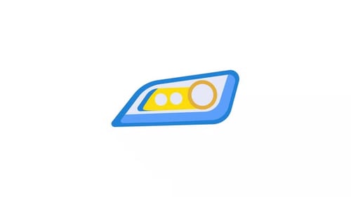 Animated Flat Design Car Headlight