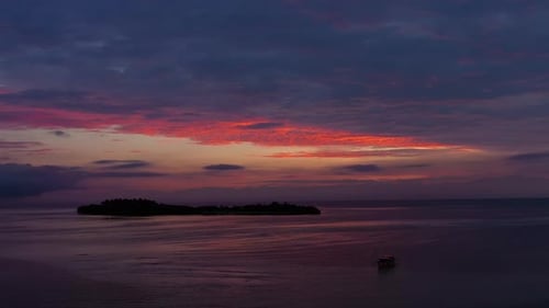 Sunrise Over the Sea in the Tropics Aerial View