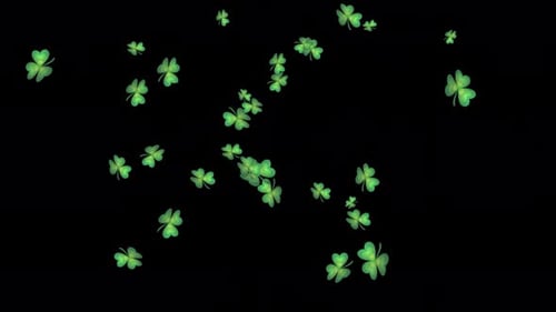 falling shamrock leaf on transparent background, alpha channel