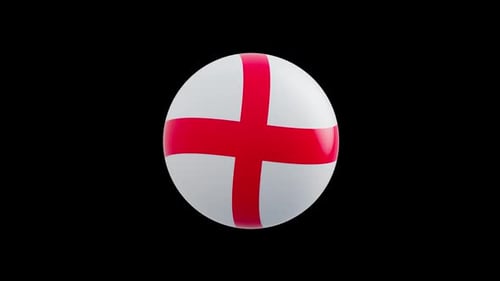 animation of the flag of the country "England " stylized as a sphere. alpha channel