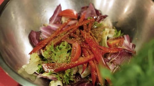 Fresh Salad with Lettuce, Peppers and Tomatoes