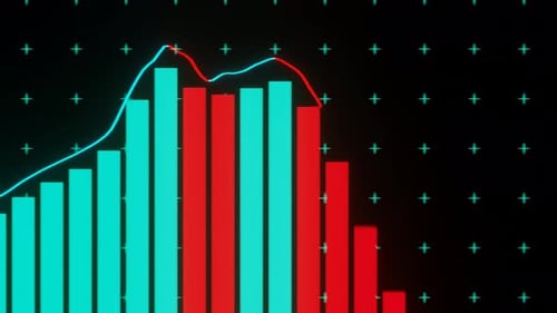 Futuristic Animated Bar Graph with Fluctuating Line Chart