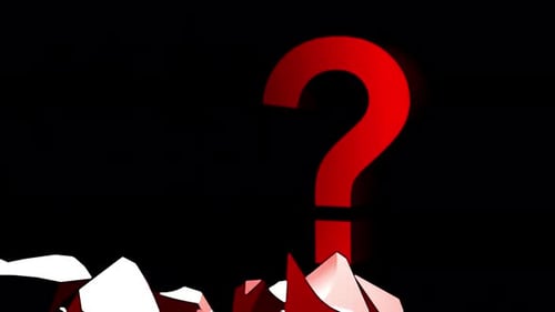 Animated Red 3D Question Mark Shatters and Reforms