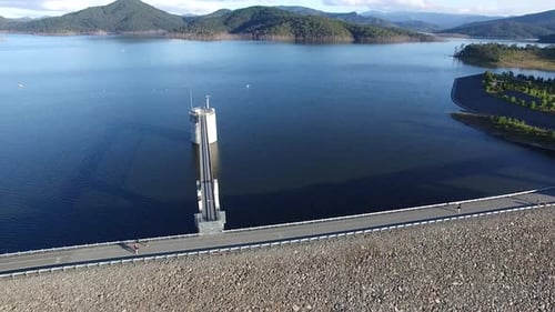 Hinze Dam Drone View Afternoon Large Dam
