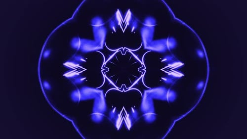 Abstract Fluid Neon Blue Glowing Kaleidoscope Background Loop