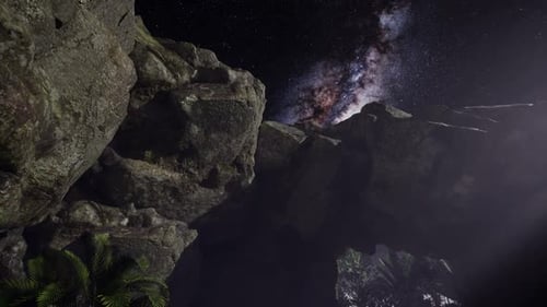 Astrophotography Star Trails Over Sandstone Canyon Walls