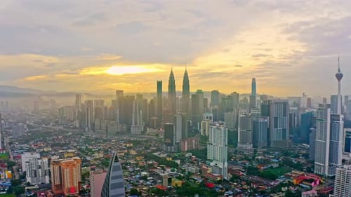 Klcc Sunrise Arc Drone Video Facing Sun
