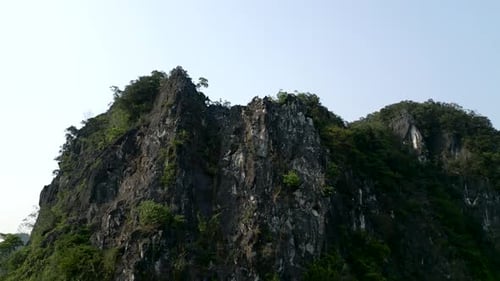 Panoramic View of the Large Rocky Mountain and the Vegetation That Emerges Between the Stones in