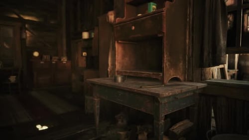 Rustic Cabin Interior with Shifting Natural Light