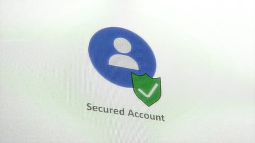 Account security sign. Green safety shield. Internet.
