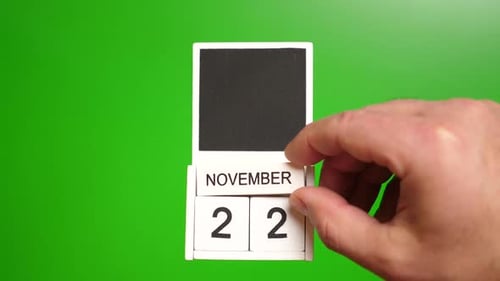 Calendar Block Showing November 22 on Green Screen