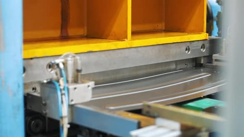Automatic Production Parts on Machine at Household Appliances Factory. Production Line Manufacturing