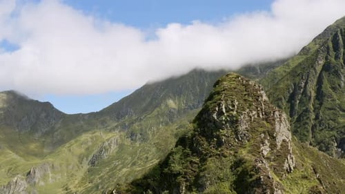 Rocky peak in drone in the Pyrenees