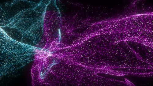 Abstrakte Hintergrundschleife für bunte Partikelflüssigkeitsanimationen