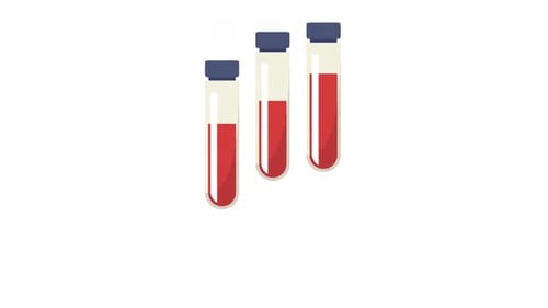 Animated Medical Test Tubes with Blood in a Rack