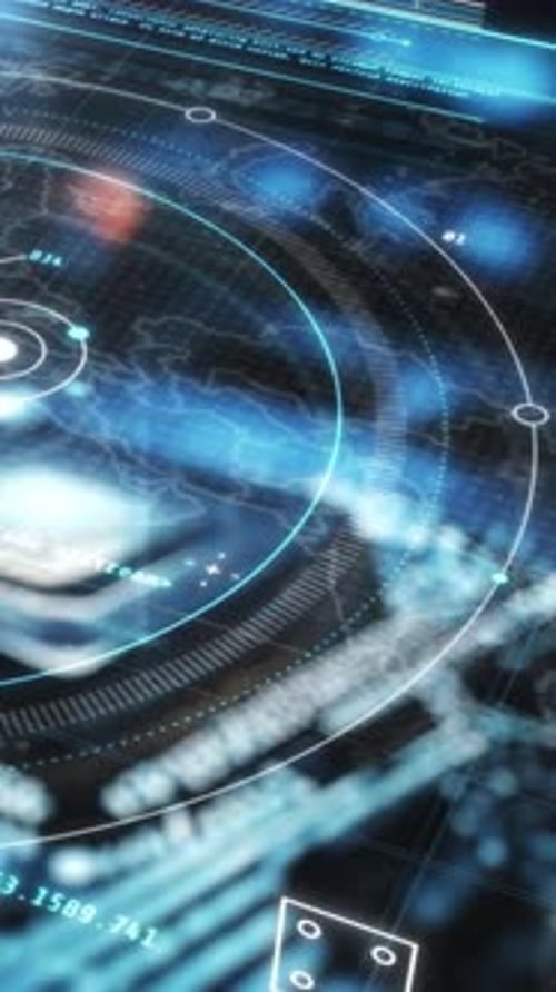 Futuristic Digital Interface Displaying Global Data Analysis