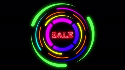 Vibrant Neon Rotating Rings Sale Title Animation