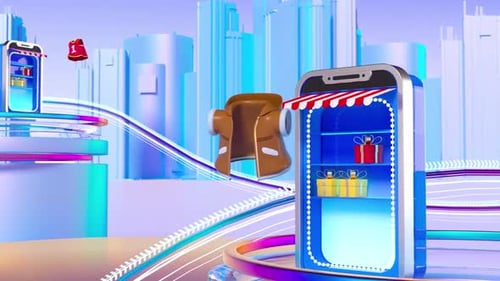 3D Mobile Phone Online Shopping E-commerce Animation