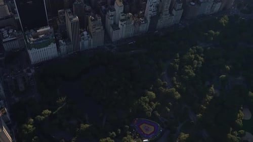 Aerial Video Flying Over Central Park And Midtown Manhattan