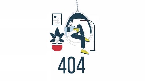 Animated 404 Error Page Illustration with Person Relaxing