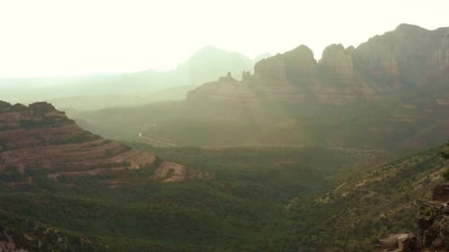 Grand view of Sedona Red-rock State Park. Red cliffs and mountains lead to breathtaking views. Shot