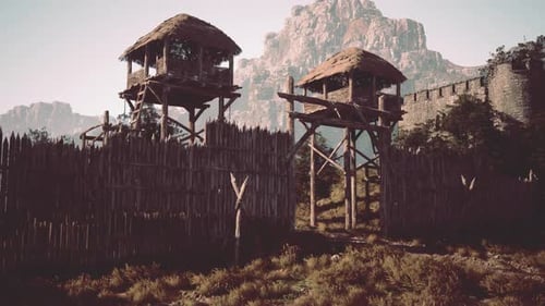 Medieval Wooden Gate of a Knight's Castle