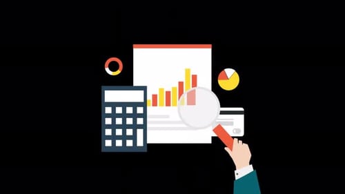 Stocks And Investments Analysis with Magnifying Glass Alpha Channel 4K