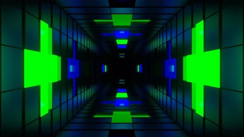 Green And Blue Neon Plus Tunnel Background Vj Loop In 4K