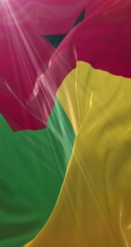 Guinea-Bissau National Flag Waving in Realistic Sunlight