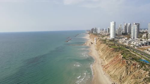 Aerial view of the city of Netanya and its coastline