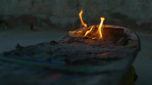 Burning Skateboard Close-Up