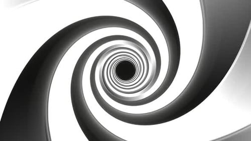Black And White Neon Light Moves In Spiral Background Vj Loop In HD