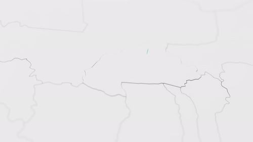 Destaque con azul el mapa 3D de Burkina Faso con puntero rodeado de otros países en blanco