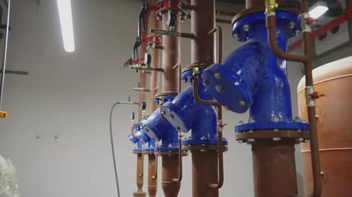 Row of tubes with fittings
