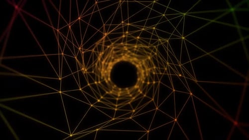 Abstract plexus tunnel background. Network connected data tunnel background animation .