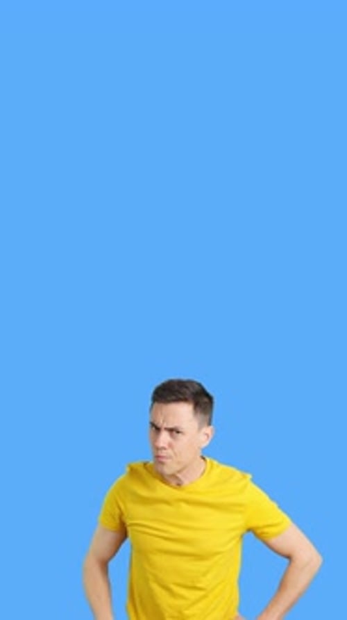 Young Man Expressing Various Opinions, Studio Shot