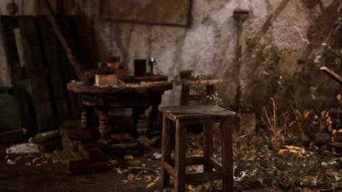 Mystical Fog Rises in an Old Nature Interior