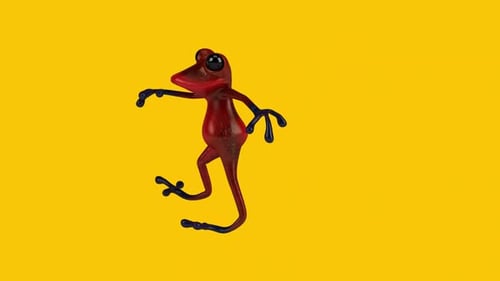 Lustiger 3D-Cartoon-Froschtanz (mit Alphakanal)