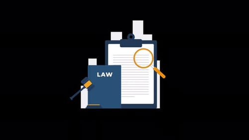 Animated Law and Justice Concept with Clipboard