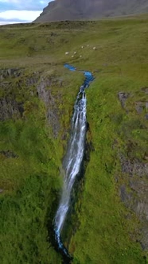 cinematic drone footage of Waterfall in Iceland, Iceland_09