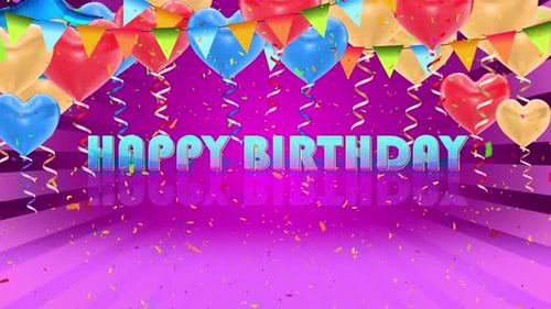 Multicolored Balloons Floating Celebrate Happy Birthday Digital