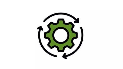 Animated Flat Design Gear and Refresh Arrows Icon