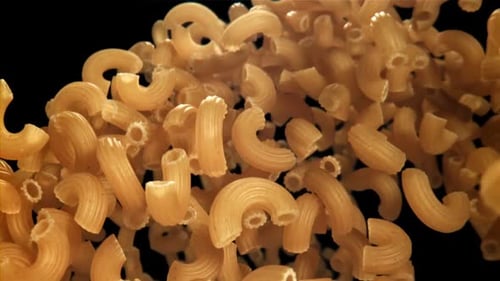 The Dry Pasta Flies Up and Falls Down Filmed on a Highspeed Camera at 1000 Fps