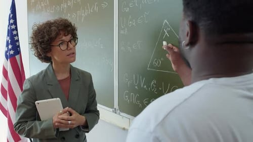 Unrecognizable Student Solving Geometry Problem