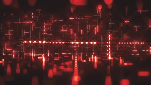 Futuristic Red Digital Data Grid Background Animation
