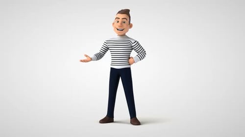 3D Cartoon Man Presenting Hand Gesture Animation