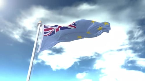 Realistic 3D Animation of Tuvalu National Flag Waving