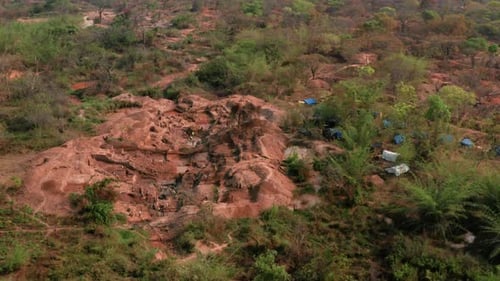 flying over a diamond mine, Africa