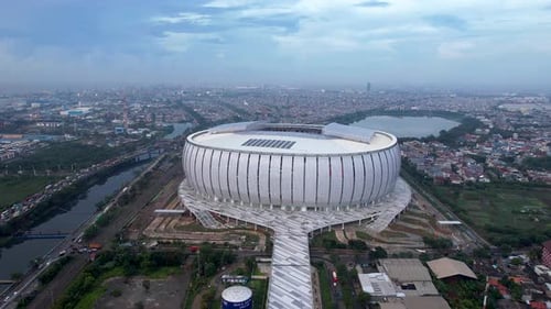 Aerial view of the new football stadium for upcomming Indonesia Team.