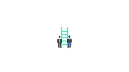 Flat Design Animation: People Standing by a Ladder